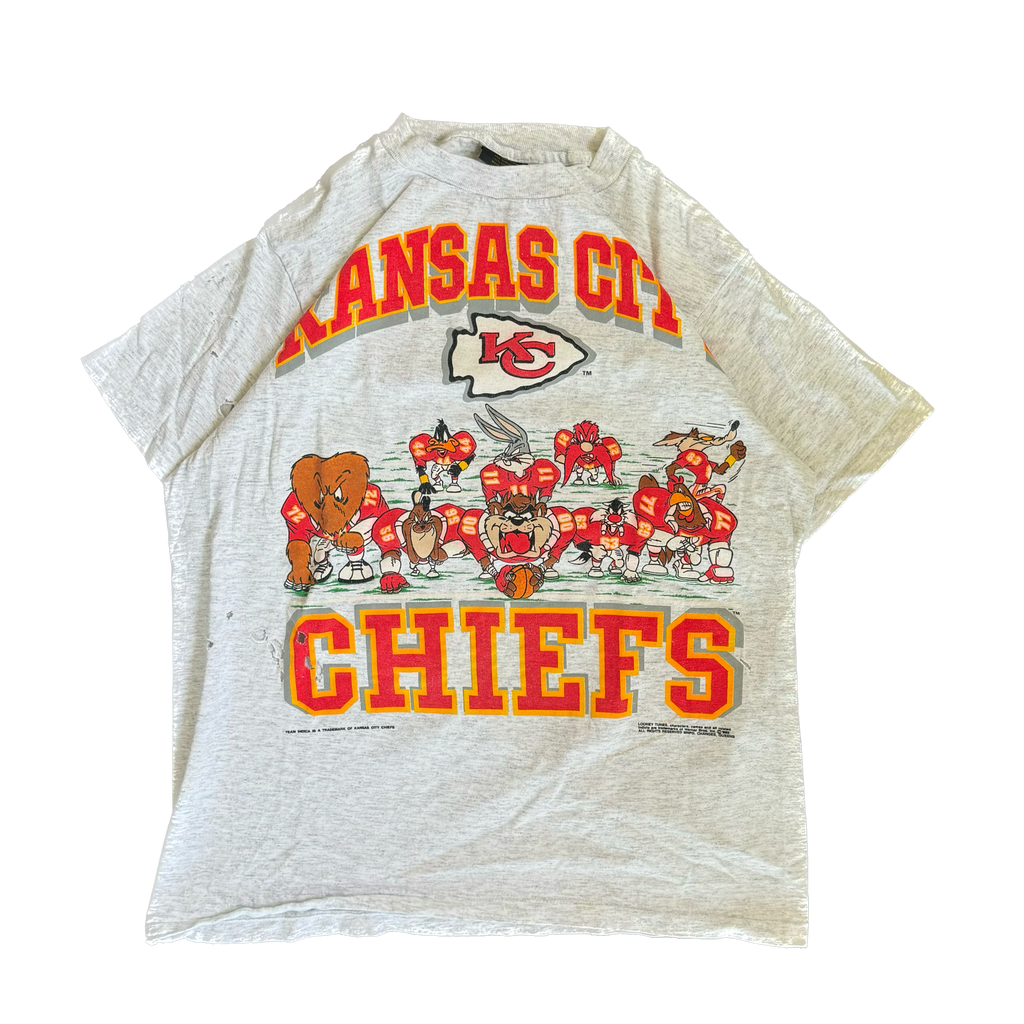 WESTSIDE STOREY VINTAGE | VINTAGE 90'S KC CHIEFS LOONEY TUNES T-SHIRT - GRAY - Westside Storey