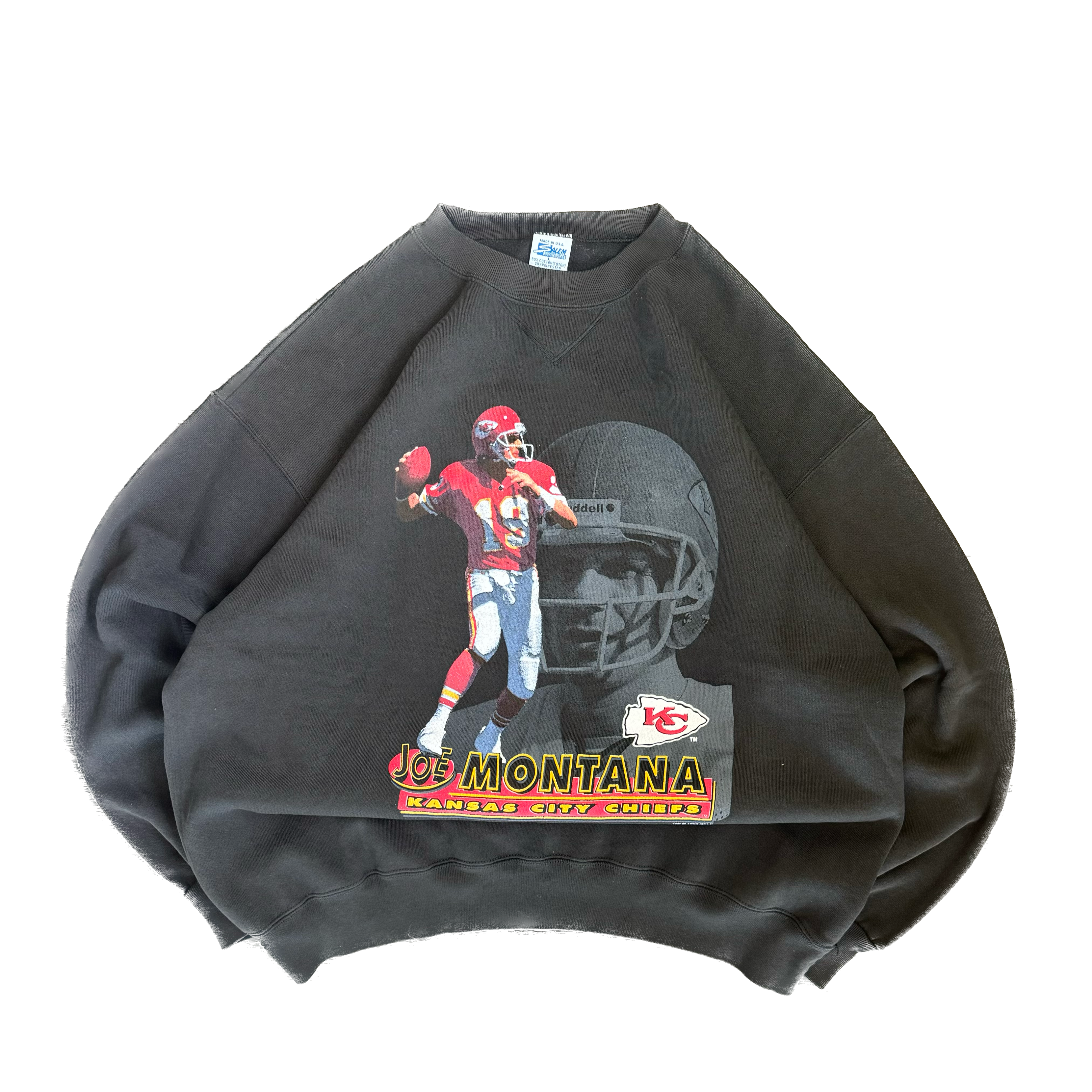 WESTSIDE STOREY VINTAGE | VINTAGE 90'S SALEM KC CHIEFS JOE MONTANA SWEATSHIRT - BLACK - Westside Storey