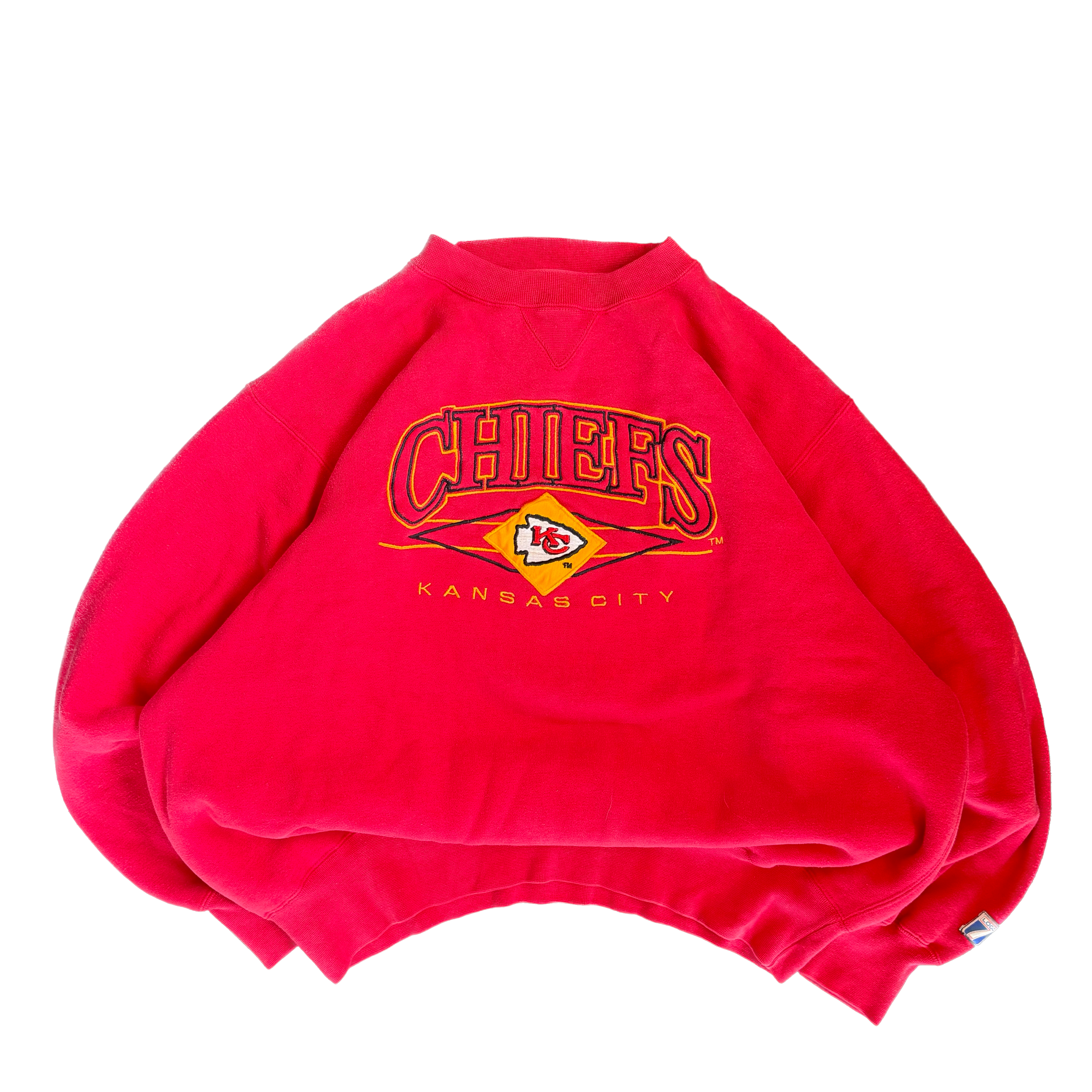 WESTSIDE STOREY VINTAGE | VINTAGE 90'S KC CHIEFS LOGO 7 EMBROIDERED HEAVY SWEATSHIRT - RED - Westside Storey