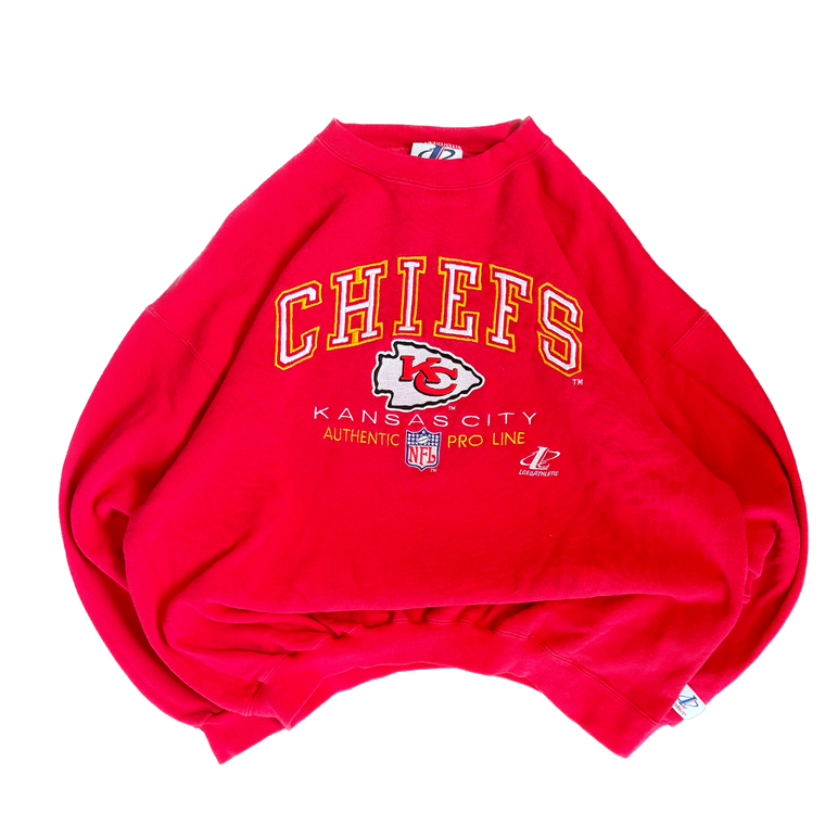 WESTSIDE STOREY VINTAGE | VINTAGE 90'S KC CHIEFS LOGO ATHLETIC EMBROIDERED SWEATSHIRT - RED