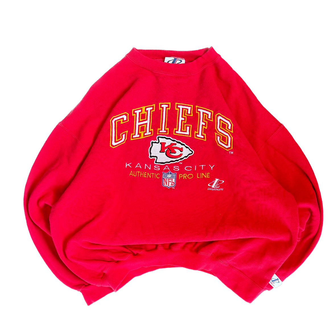 WESTSIDE STOREY VINTAGE | VINTAGE 90'S KC CHIEFS LOGO ATHLETIC EMBROIDERED SWEATSHIRT - RED