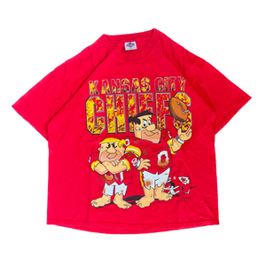WESTSIDE STOREY VINTAGE | VINTAGE 1994 KC CHIEFS FLINTSTONES T-SHIRT - RED - Westside Storey