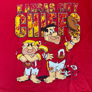 WESTSIDE STOREY VINTAGE | VINTAGE 1994 KC CHIEFS FLINTSTONES T-SHIRT - RED - Westside Storey