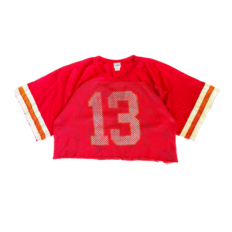 WESTSIDE STOREY VINTAGE | VINTAGE 1960'S/1970'S KC CHIEFS CROPPED FOOTBALL 13 JERSEY - RED