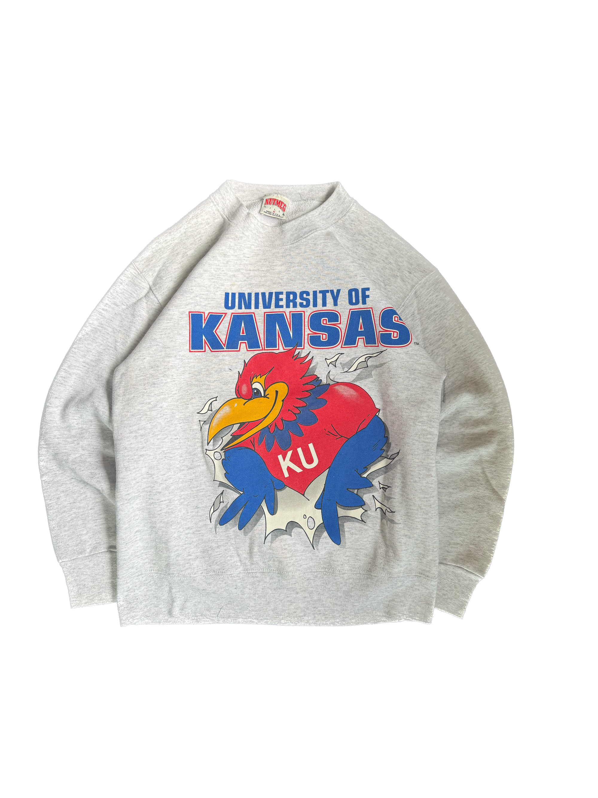 WESTSIDE STOREY VINTAGE | VINTAGE 90'S KU JAYHAWK FRONT BACK SWEATSHIRT - GRAY Westside Storey