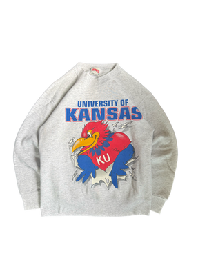 WESTSIDE STOREY VINTAGE | VINTAGE 90'S KU JAYHAWK FRONT BACK SWEATSHIRT - GRAY Westside Storey
