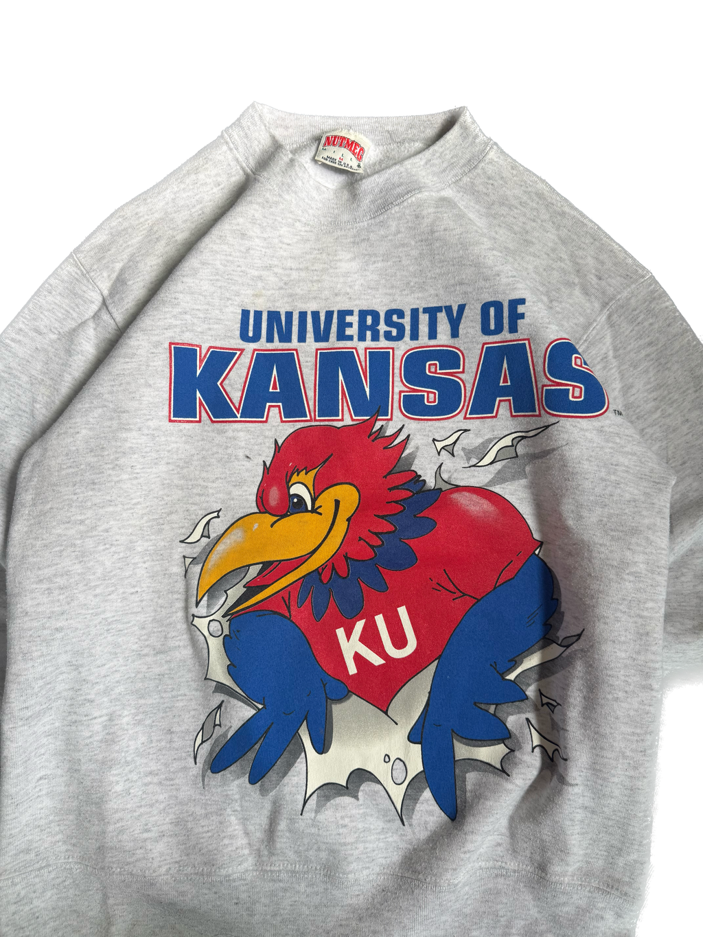 WESTSIDE STOREY VINTAGE | VINTAGE 90'S KU JAYHAWK FRONT BACK SWEATSHIRT - GRAY Westside Storey
