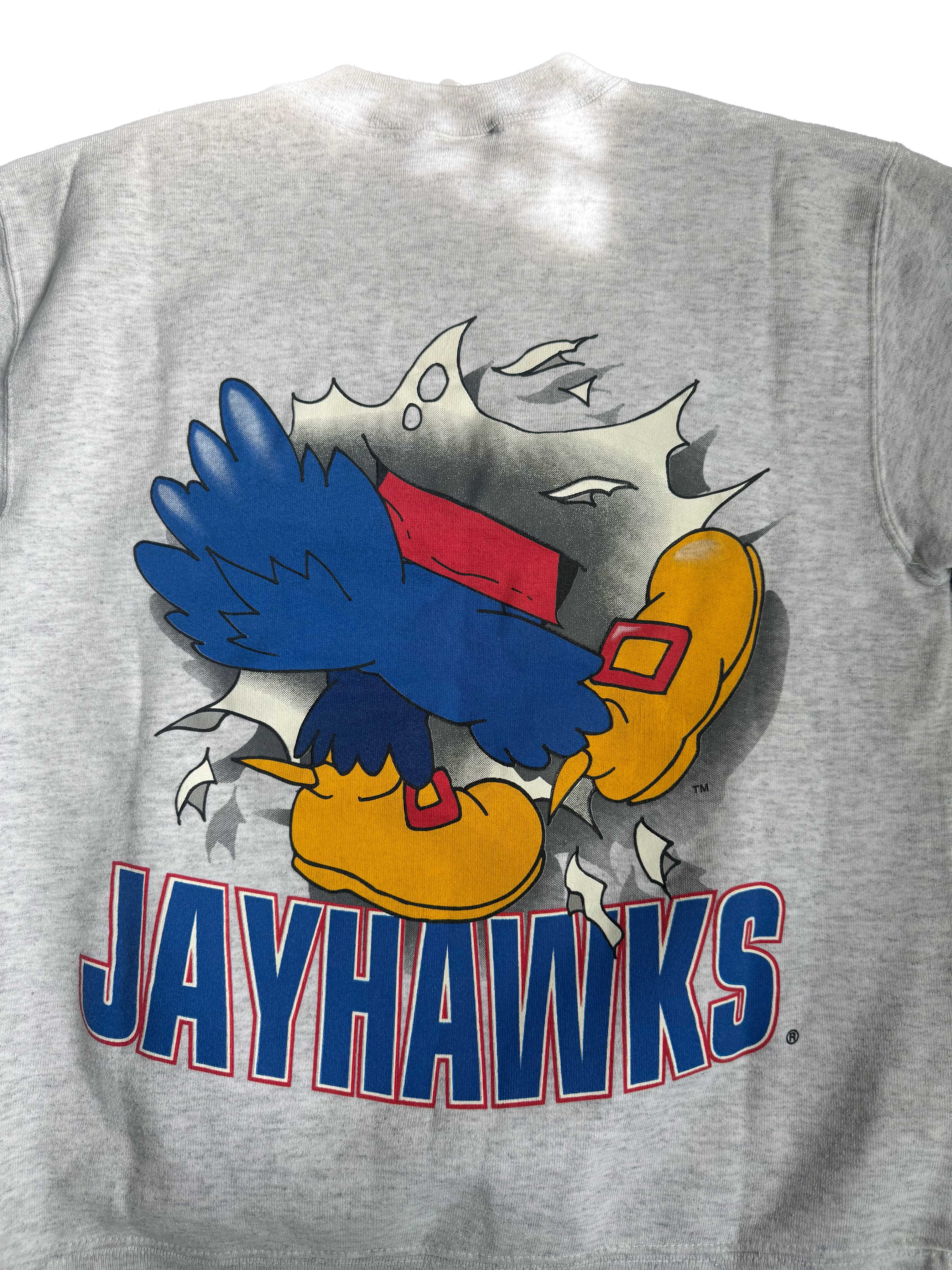 WESTSIDE STOREY VINTAGE | VINTAGE 90'S KU JAYHAWK FRONT BACK SWEATSHIRT - GRAY Westside Storey