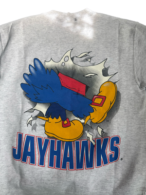 WESTSIDE STOREY VINTAGE | VINTAGE 90'S KU JAYHAWK FRONT BACK SWEATSHIRT - GRAY Westside Storey