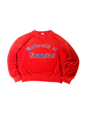 WESTSIDE STOREY VINTAGE | VINTAGE 90'S RUSSELL KU OLD ENGLISH SWEATSHIRT - RED Westside Storey