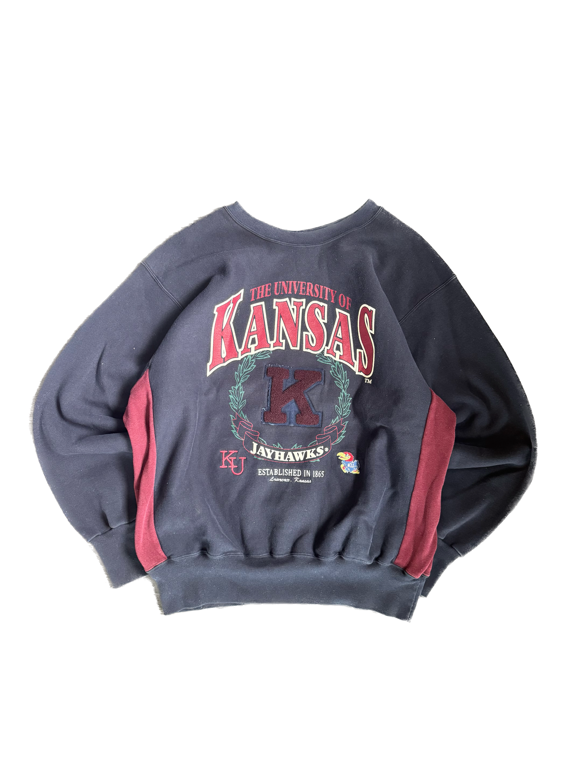 WESTSIDE STOREY VINTAGE | VINTAGE 90'S KANSAS UNI CHINELLE PATCH SWEATSHIRT - XL Westside Storey