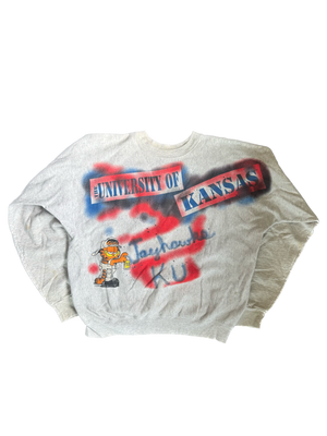 WESTSIDE STOREY VINTAGE | VINTAGE 90'S GARFIELD KU GRAFFITI SWEATSHIRT - GRAY Westside Storey