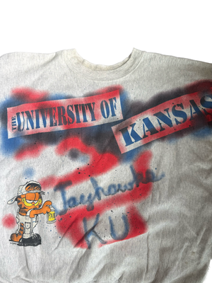 WESTSIDE STOREY VINTAGE | VINTAGE 90'S GARFIELD KU GRAFFITI SWEATSHIRT - GRAY Westside Storey