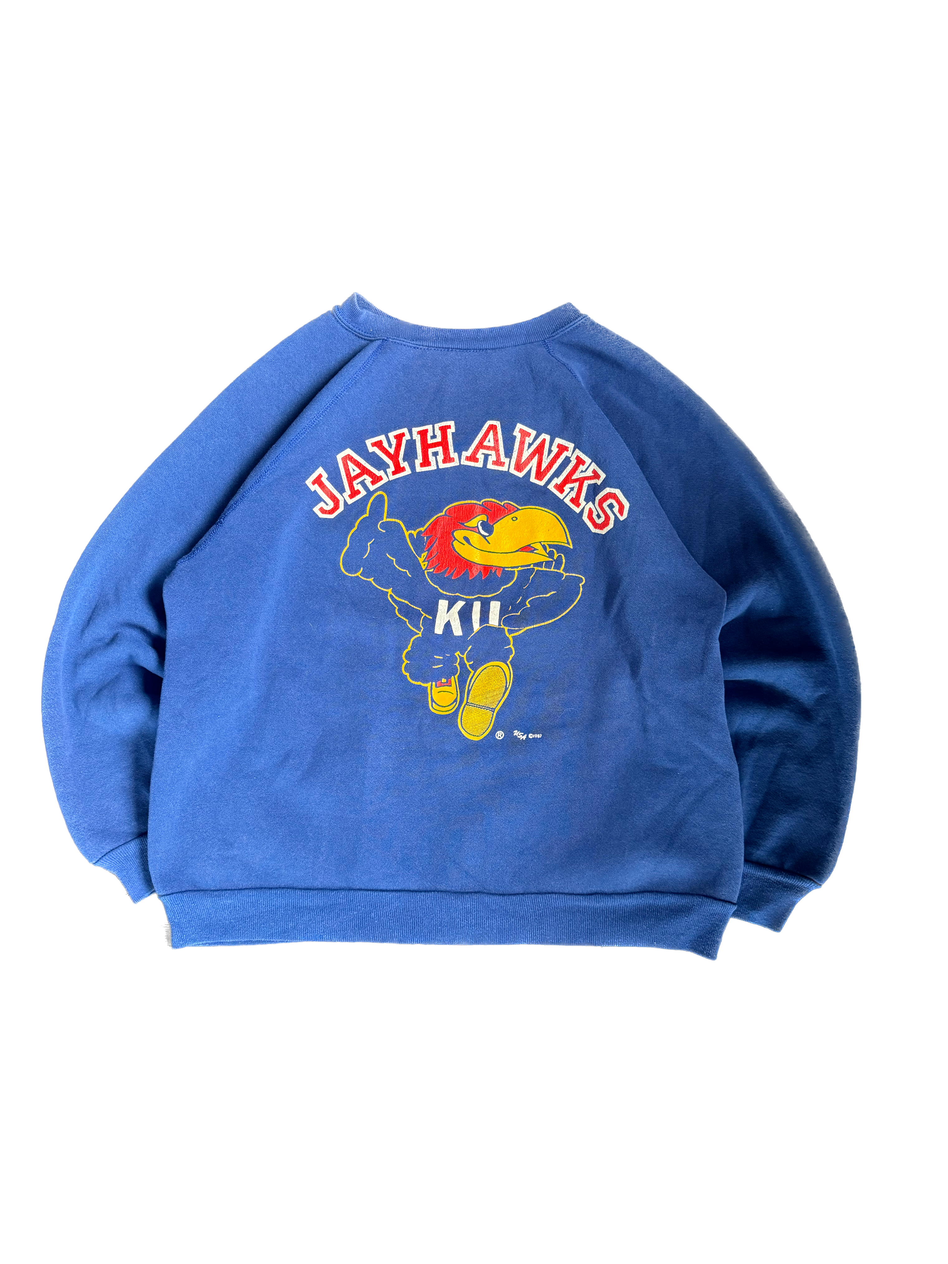 WESTSIDE STOREY VINTAGE | VINTAGE 80'S KU JAYHAWKS FRONT BACK SWEATSHIRT - BLUE Westside Storey