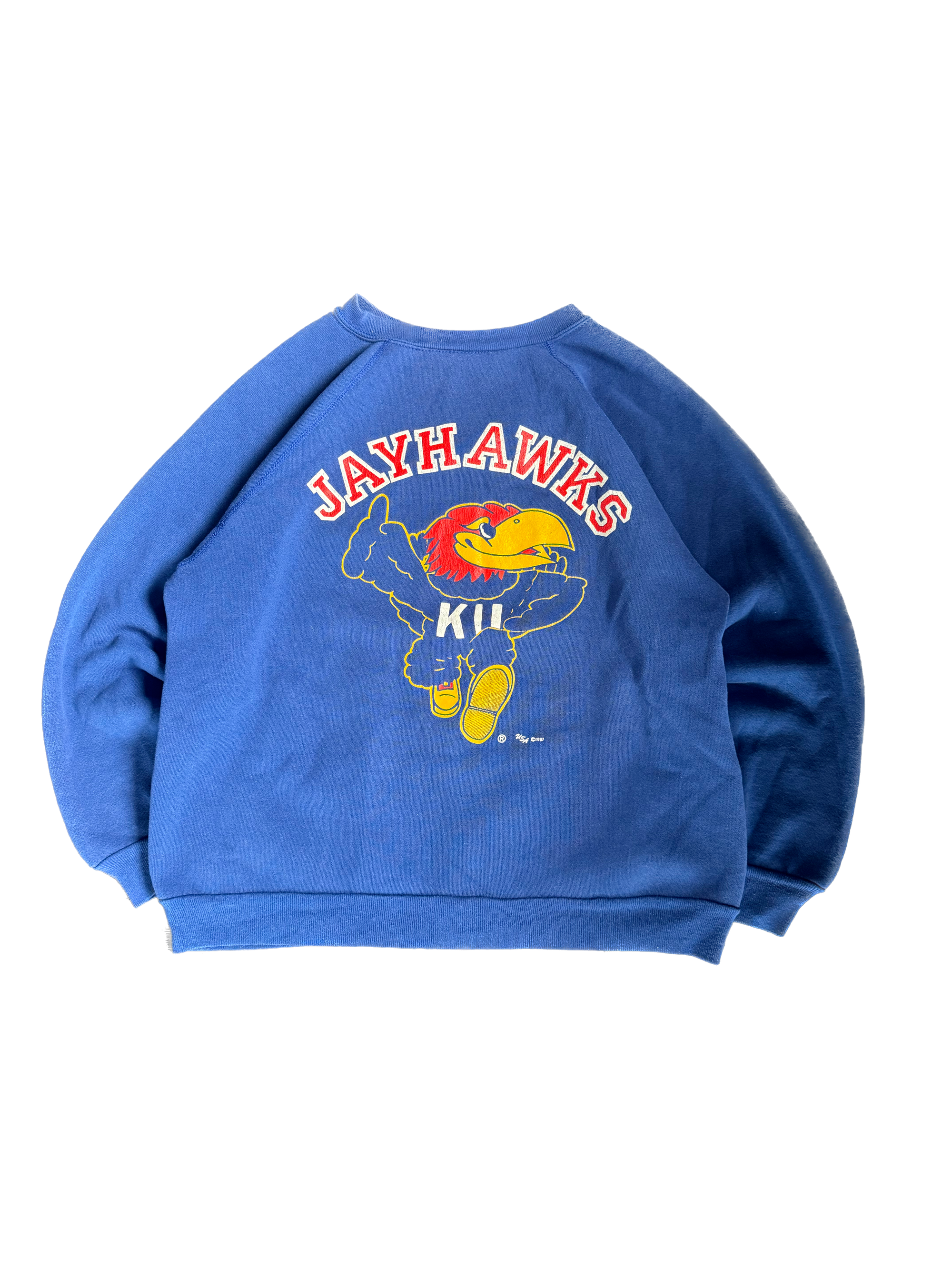 WESTSIDE STOREY VINTAGE | VINTAGE 80'S KU JAYHAWKS FRONT BACK SWEATSHIRT - BLUE Westside Storey