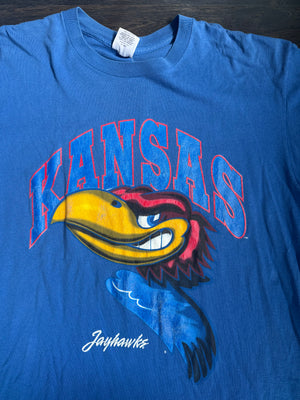 WESTSIDE STOREY VINTAGE | VINTAGE 90'S KU JAYHAWKS T-SHIRT - BLUE Westside Storey
