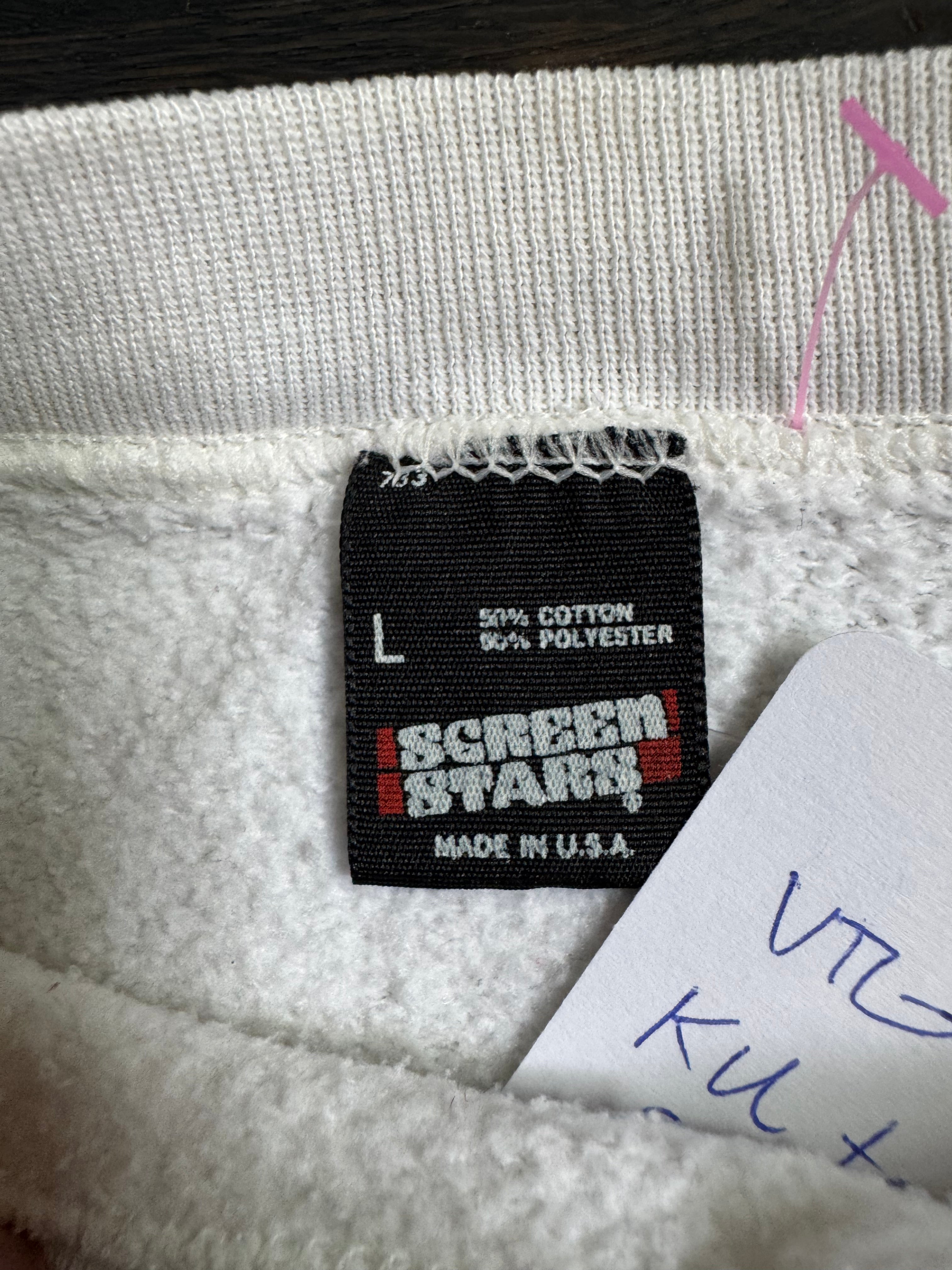 WESTSIDE STOREY VINTAGE | VINTAGE 90'S KU TEDDY BEAR BASKETBALL SWEATSHIRT - WHITE Westside Storey
