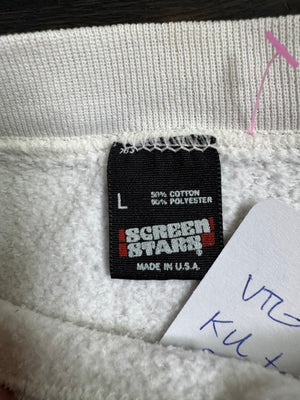 WESTSIDE STOREY VINTAGE | VINTAGE 90'S KU TEDDY BEAR BASKETBALL SWEATSHIRT - WHITE Westside Storey