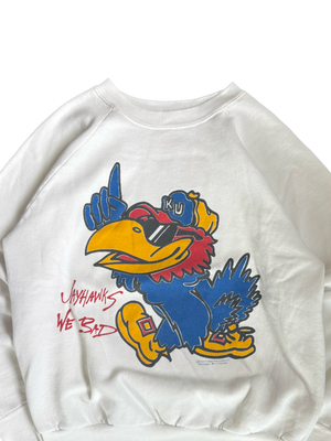 WESTSIDE STOREY VINTAGE | VINTAGE 90'S COOL JAYHAWKS WE BAD SWEATSHIRT - WHITE Westside Storey