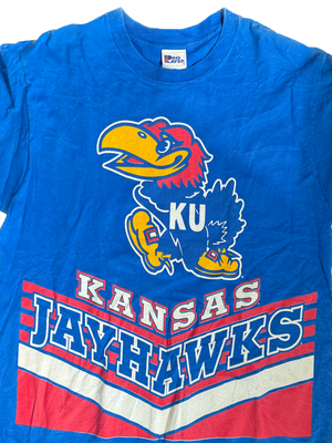 WESTSIDE STOREY VINTAGE | VINTAGE 90'S PRO PLAYER AOP KU JAYHAWKS T-SHIRT - BLUE Westside Storey