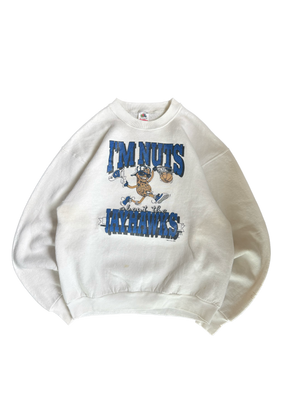 WESTSIDE STOREY VINTAGE | VINTAGE 90'S I'M NUTS FOR THE JAYHAWKS SWEATSHIRT - WHITE Westside Storey