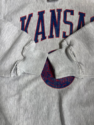WESTSIDE STOREY VINTAGE | VINTAGE 90'S REVERSE WEAVE KU SEAL SWEATSHIRT WORN - GRAY Westside Storey