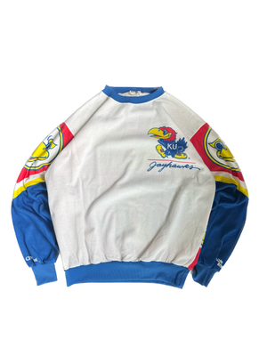 WESTSIDE STOREY VINTAGE | VINTAGE 80'S CHALKLINE KU JAYHAWK AOP SWEATSHIRT - WHITE Westside Storey