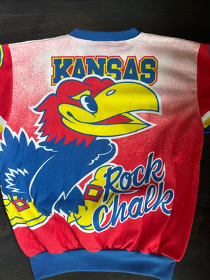 WESTSIDE STOREY VINTAGE | VINTAGE 80'S CHALKLINE KU JAYHAWK AOP SWEATSHIRT - WHITE Westside Storey