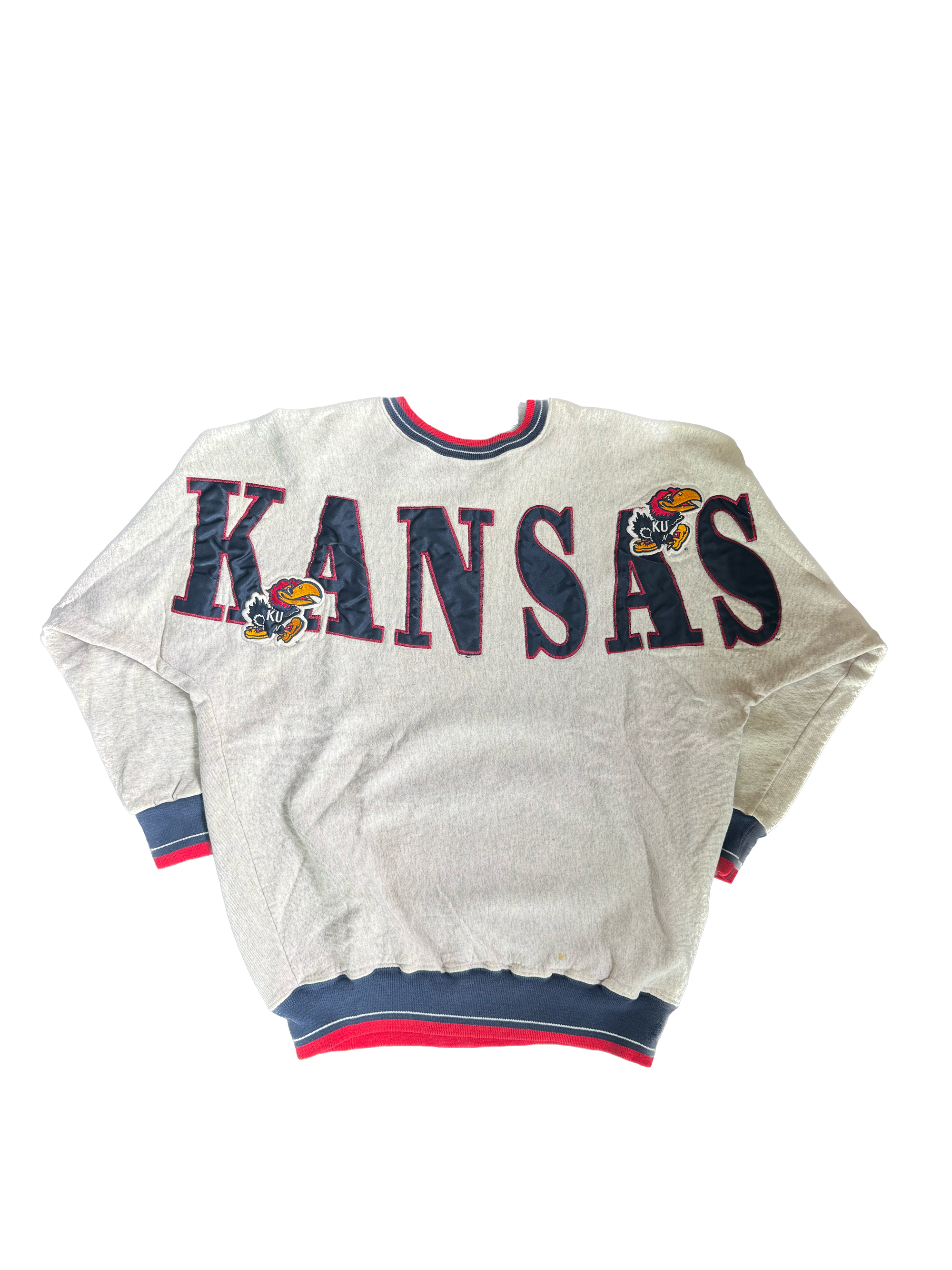 WESTSIDE STOREY VINTAGE | VINTAGE 90'S LEGENDS KU JAYHAWK SPELLOUT - GRAY Westside Storey