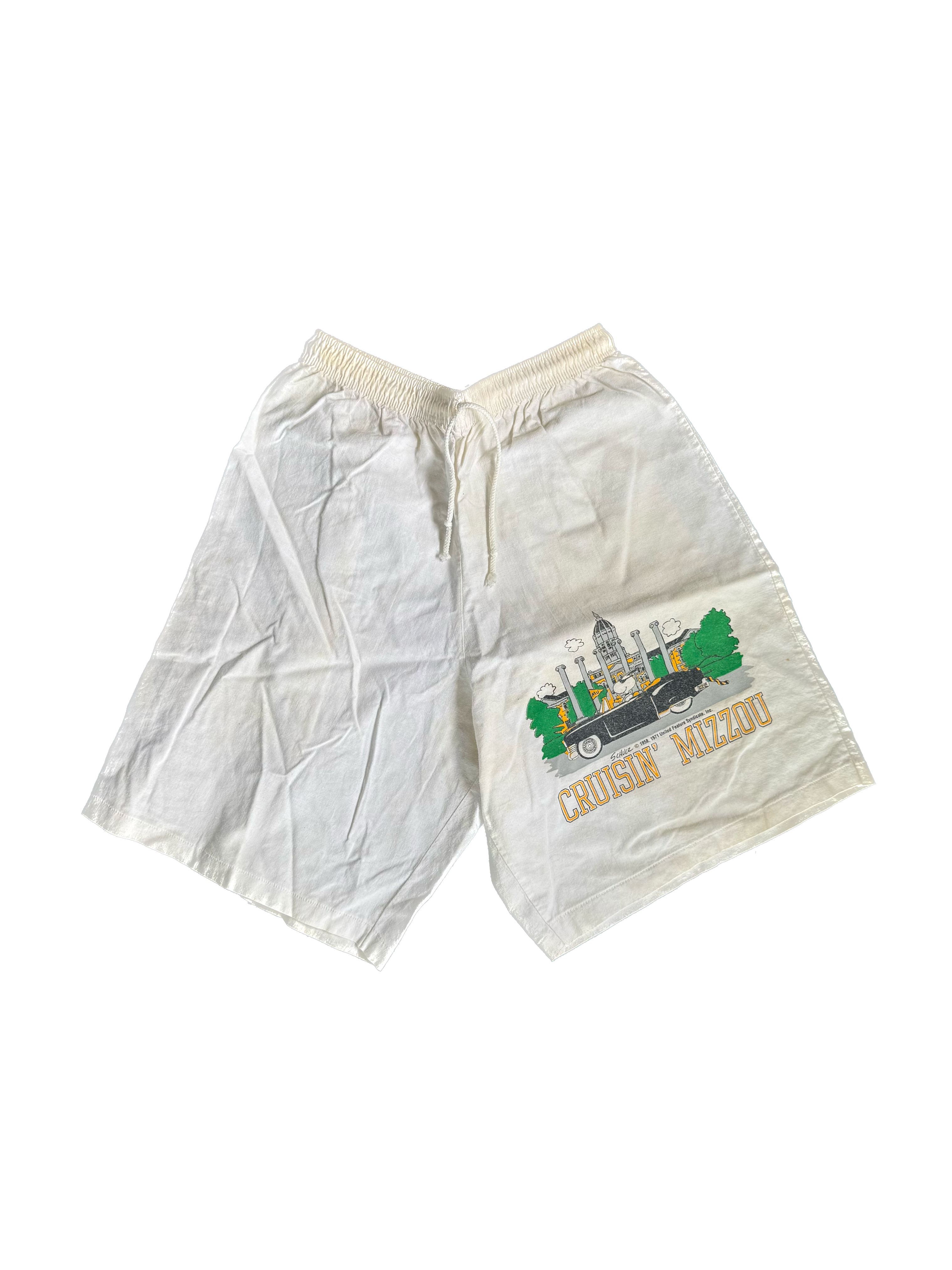 WESTSIDE STOREY VINTAGE | VINTAGE 80'S MIZZOU SNOOPY SHORTS - WHITE Westside Storey