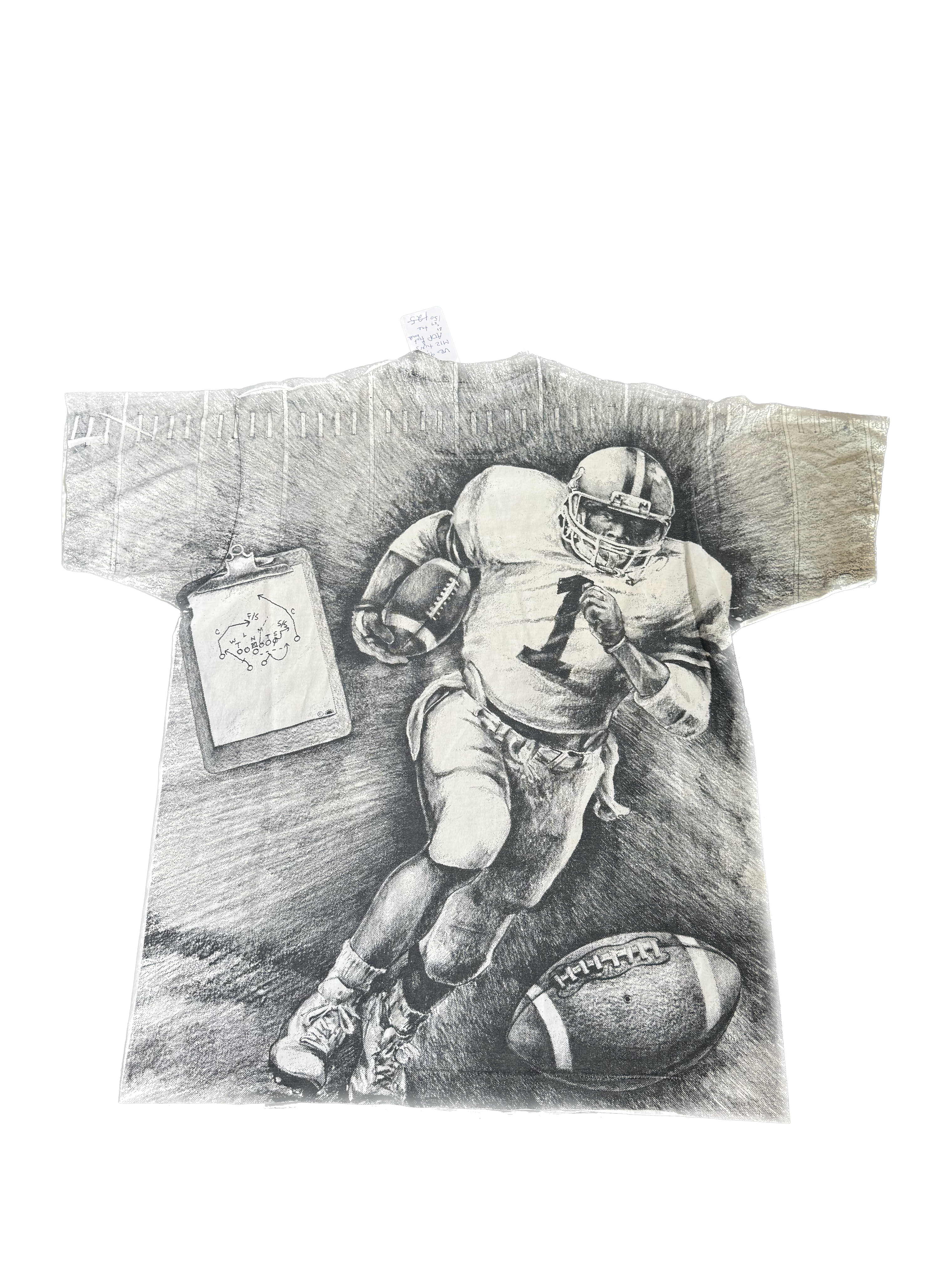 WESTSIDE STOREY VINTAGE | VINTAGE 90'S MIZZOU TIGERS AOP FOOTBALL T-SHIRT - WHITE Westside Storey
