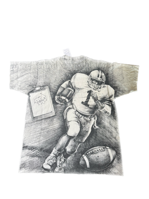 WESTSIDE STOREY VINTAGE | VINTAGE 90'S MIZZOU TIGERS AOP FOOTBALL T-SHIRT - WHITE Westside Storey
