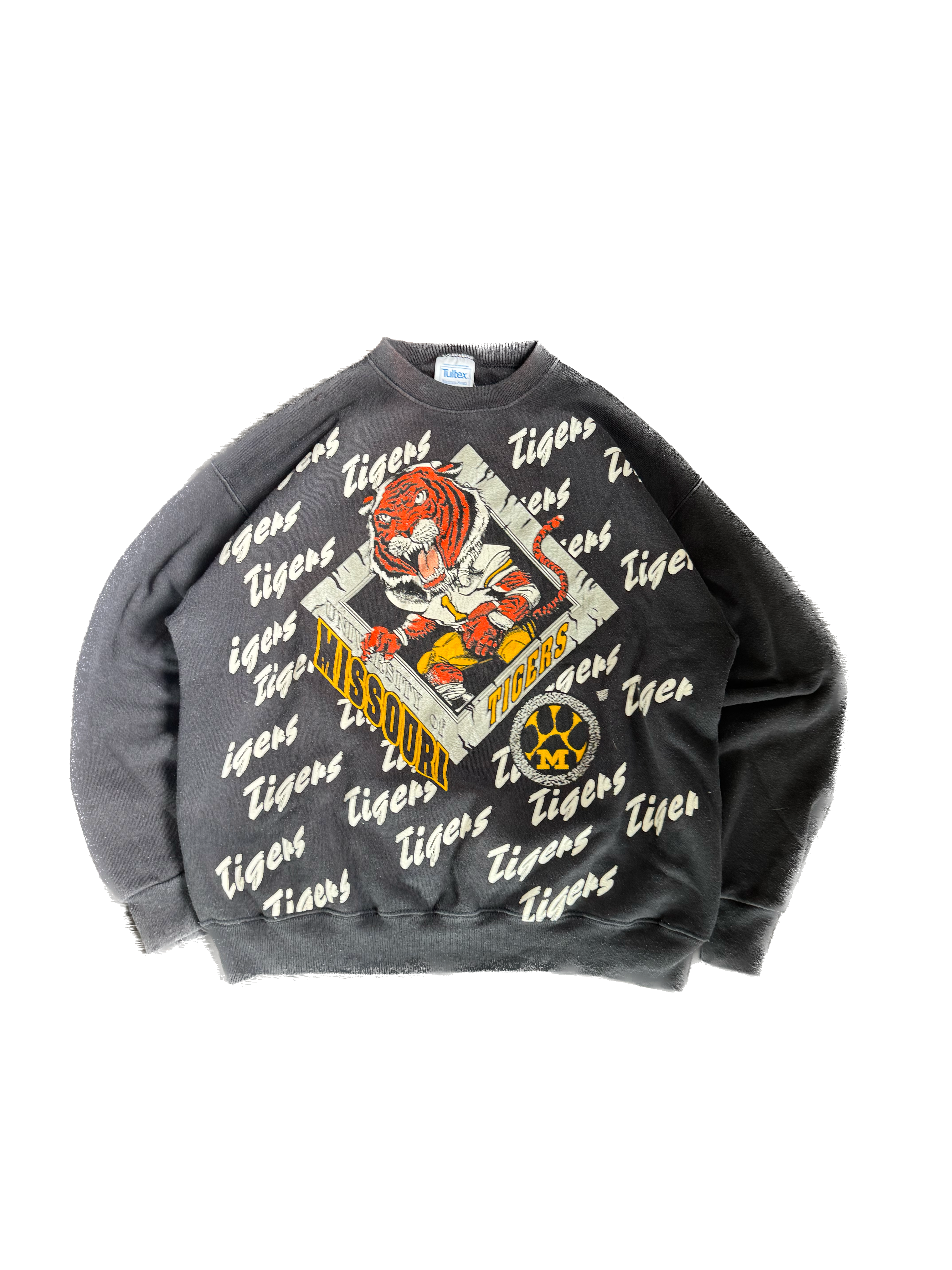 WESTSIDE STOREY VINTAGE | VINTAGE 90'S MIZZOU TIGERS AOP SWEATSHIRT - BLACK Westside Storey