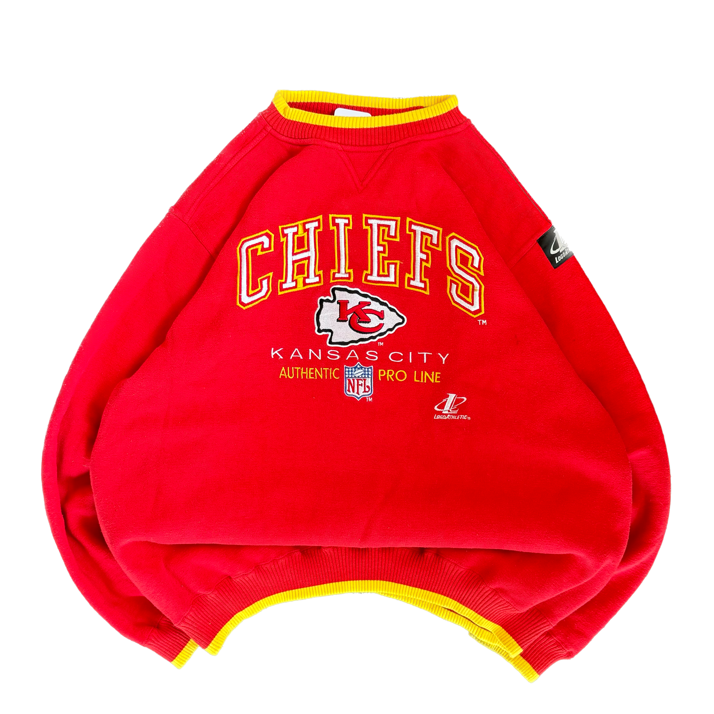 WESTSIDE STOREY VINTAGE | VINTAGE 90'S KC CHIEFS PROLINE HEAVY STITCHED SWEATSHIRT - RED - Westside Storey