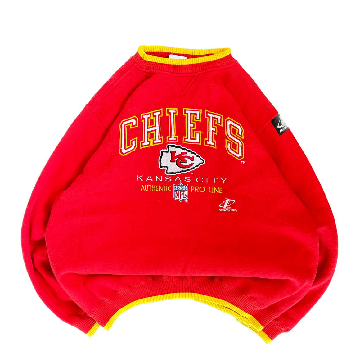 WESTSIDE STOREY VINTAGE | VINTAGE 90'S KC CHIEFS PROLINE HEAVY STITCHED SWEATSHIRT - RED