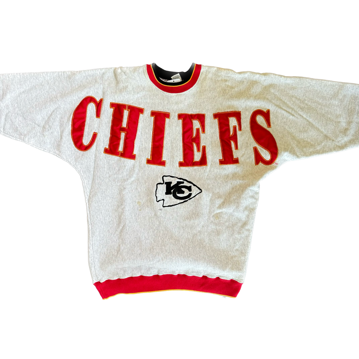 WESTSIDE STOREY VINTAGE | VINTAGE 90'S LEGENDS KC CHIEFS SPELLOUT SWEATSHIRT - GRAY