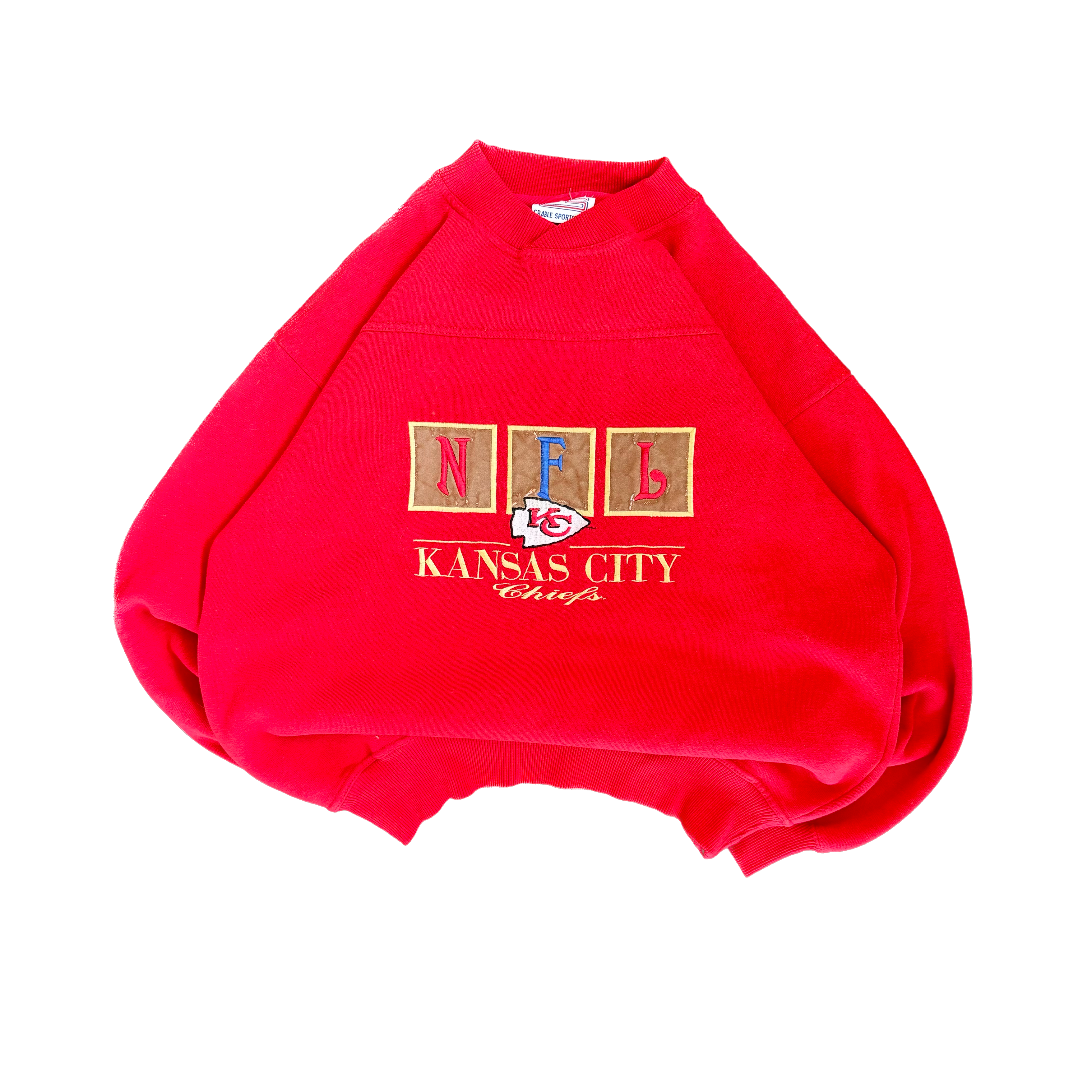 WESTSIDE STOREY VINTAGE | VINTAGE 90'S KC CHIEFS NFL EMBROIDERED SWEATSHIRT - RED - Westside Storey