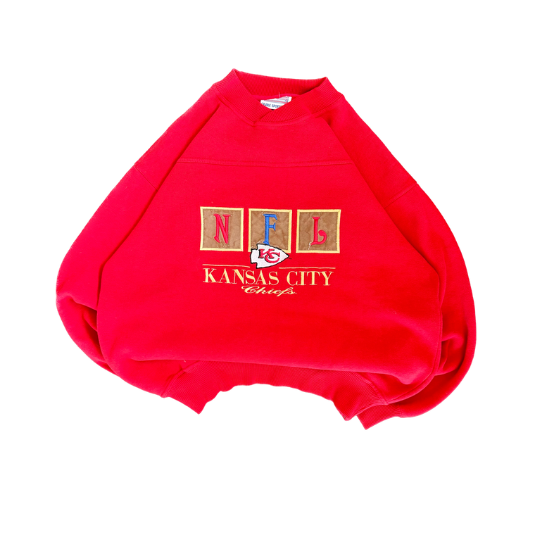 WESTSIDE STOREY VINTAGE | VINTAGE 90'S KC CHIEFS NFL EMBROIDERED SWEATSHIRT - RED