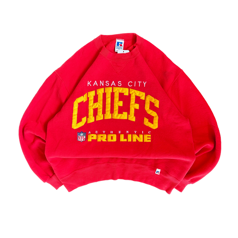 WESTSIDE STOREY VINTAGE | VINTAGE 90'S KC CHIEFS RUSSELL STITCHED SWEATSHIRT - RED