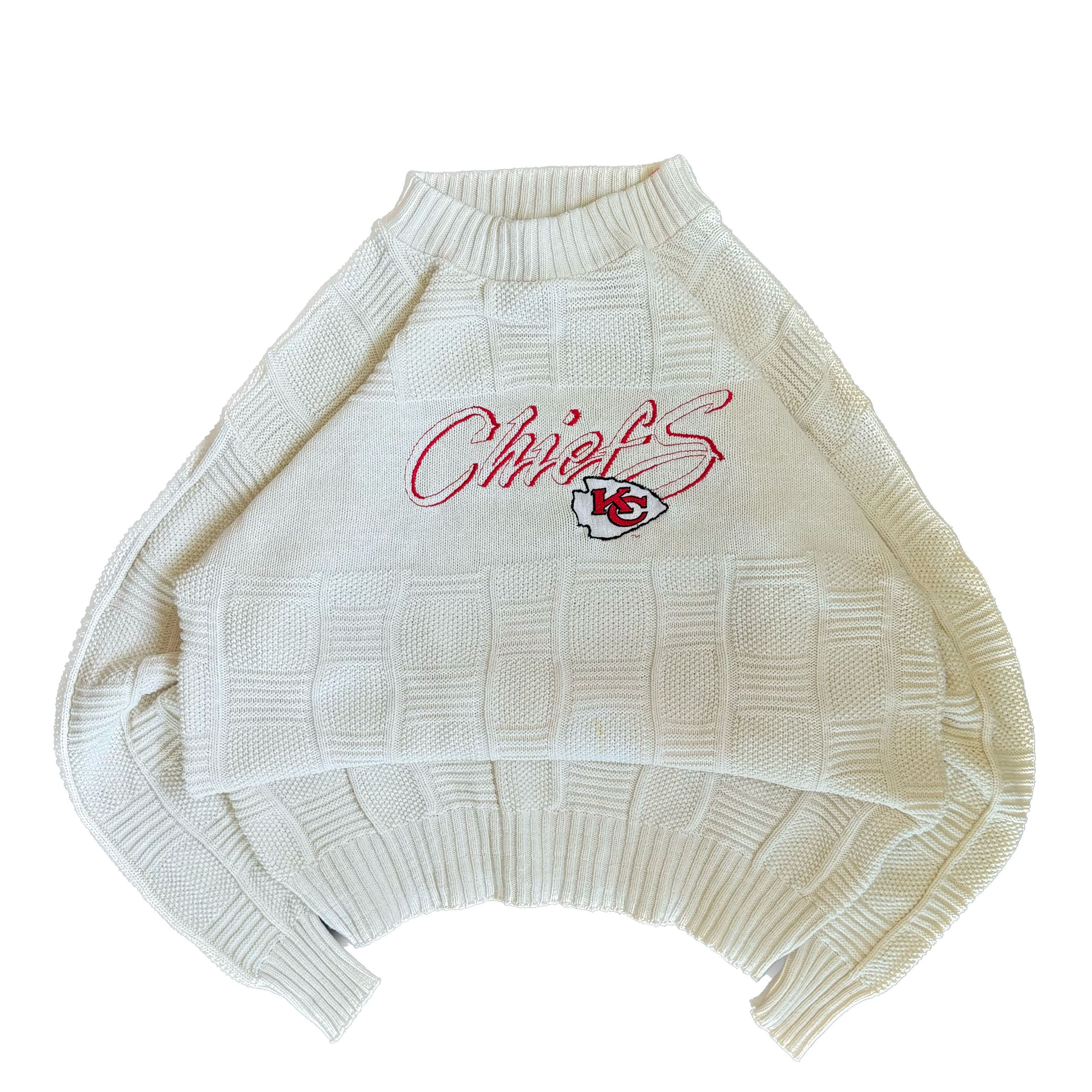 WESTSIDE STOREY VINTAGE | VINTAGE 90'S KC CHIEFS ANTIQUA KNIT SWEATER - WHITE - Westside Storey