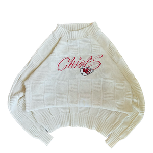 WESTSIDE STOREY VINTAGE | VINTAGE 90'S KC CHIEFS ANTIQUA KNIT SWEATER - WHITE - Westside Storey