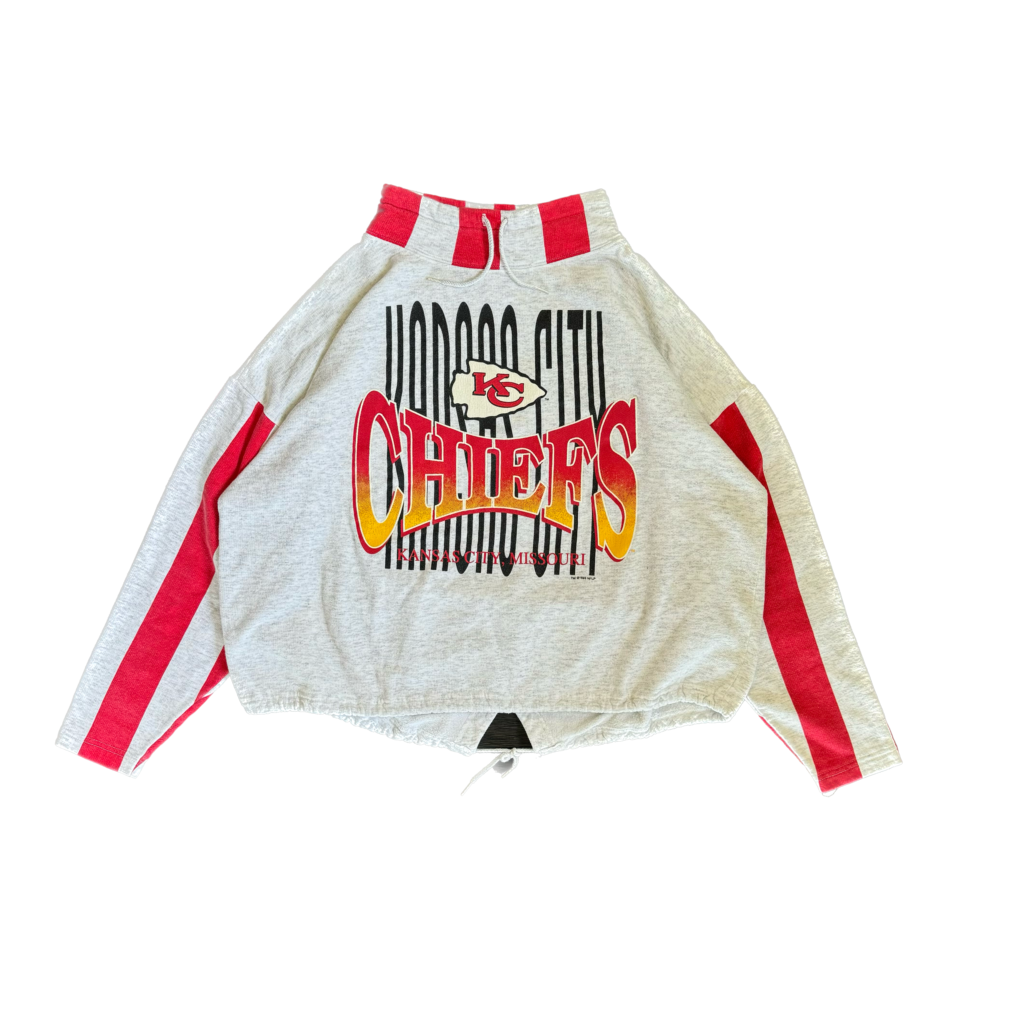 WESTSIDE STOREY VINTAGE | VINTAGE KC CHIEFS CLIFF ENGLE STRIPED SWEATSHIRT - GRAY - Westside Storey