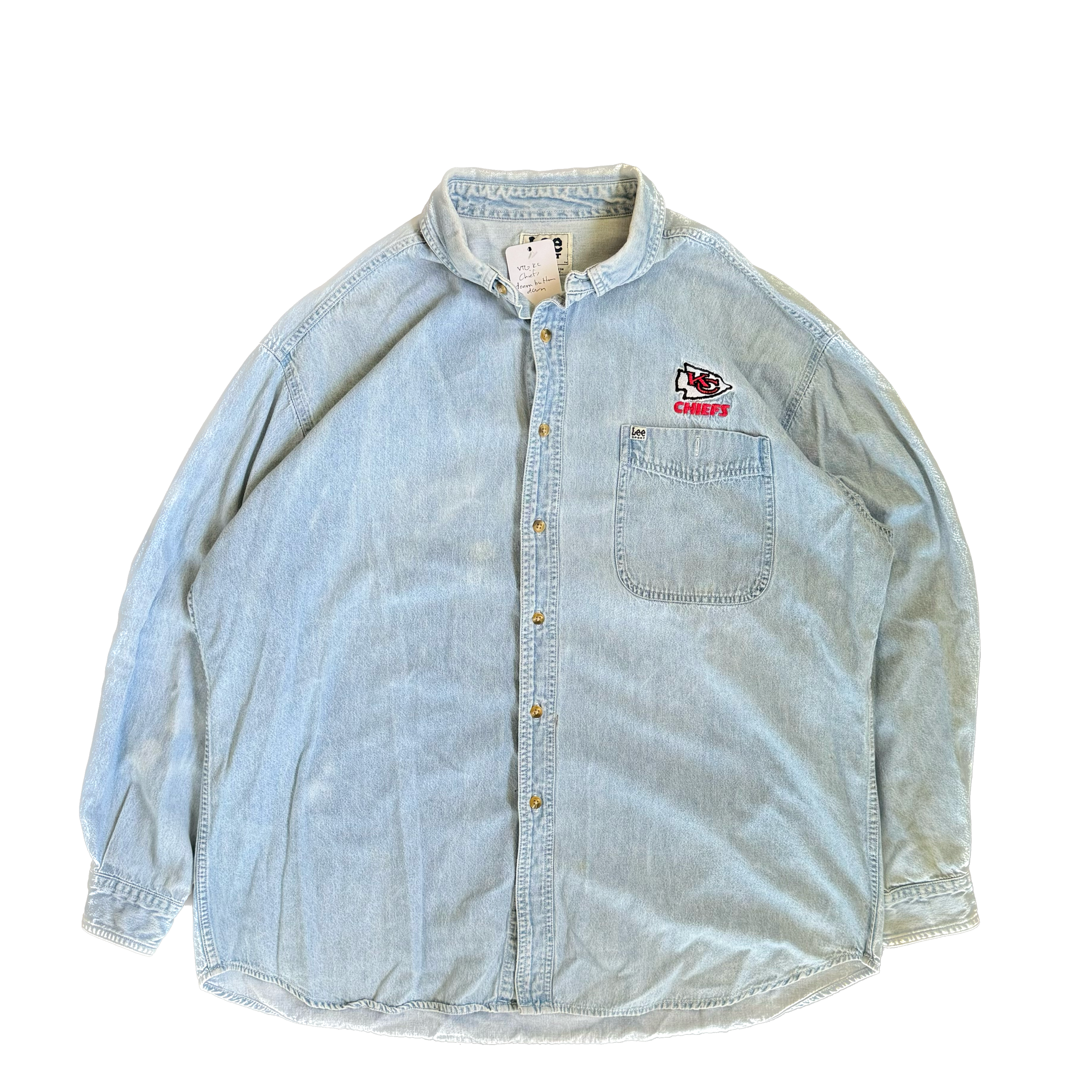 WESTSIDE STOREY VINTAGE | VINTAGE KC CHIEFS DENIM BUTTON DOWN - BLUE - Westside Storey