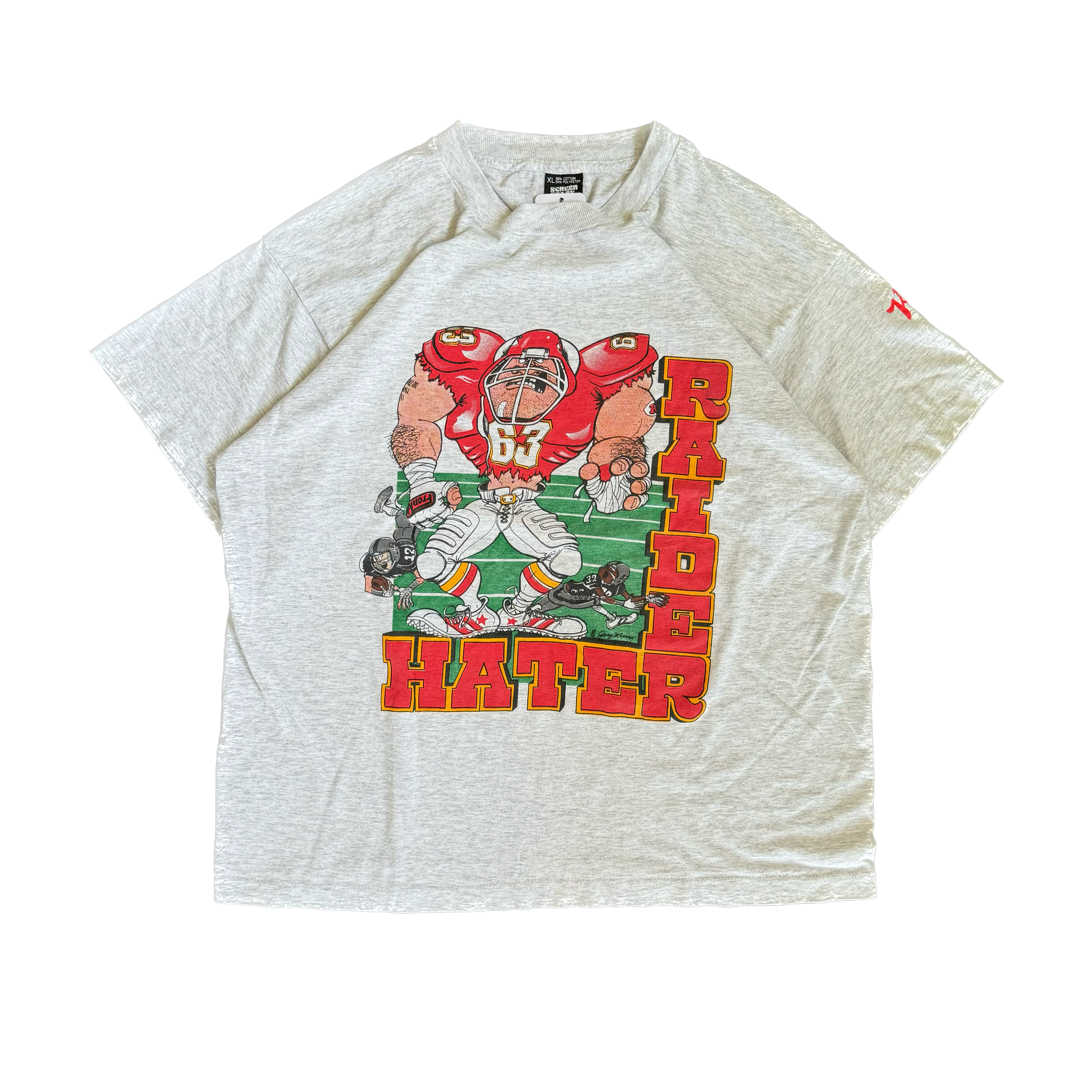 WESTSIDE STOREY VINTAGE | VINTAGE 90'S RAIDER HATER KC CHIEFS T-SHIRT - GRAY - Westside Storey