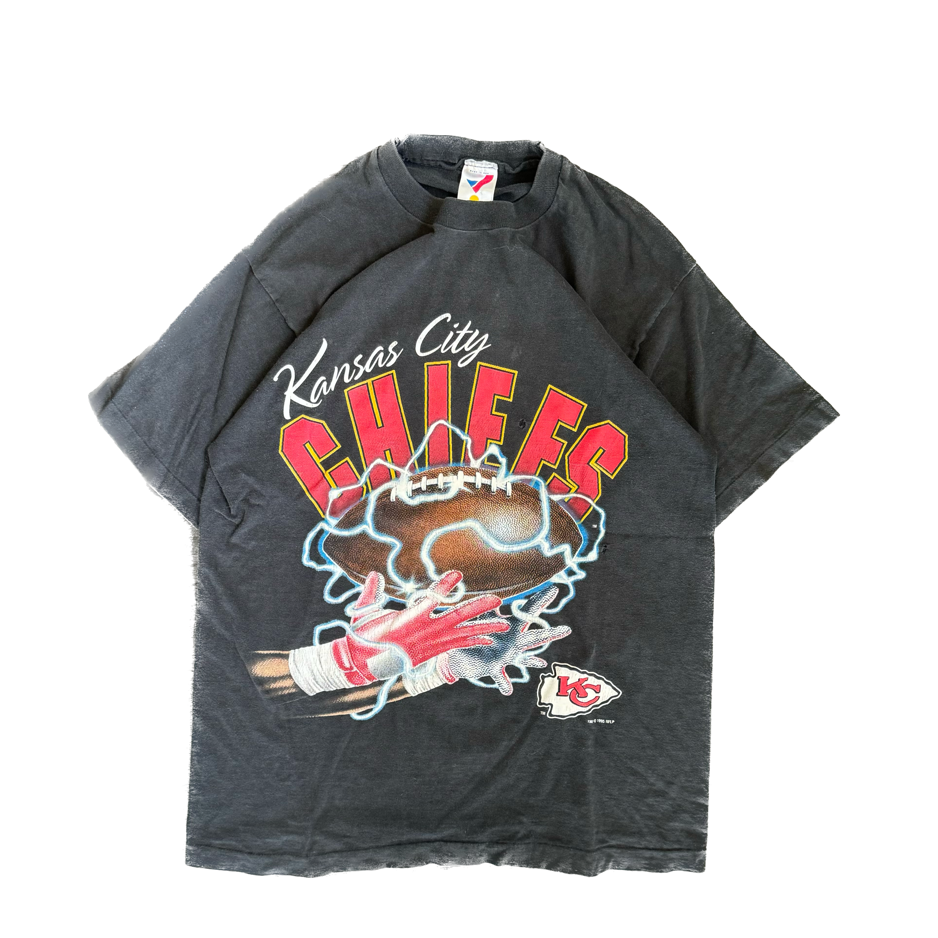 WESTSIDE STOREY VINTAGE | VINTAGE 90'S CHIEFS LIGHTNING T-SHIRT - BLACK - Westside Storey