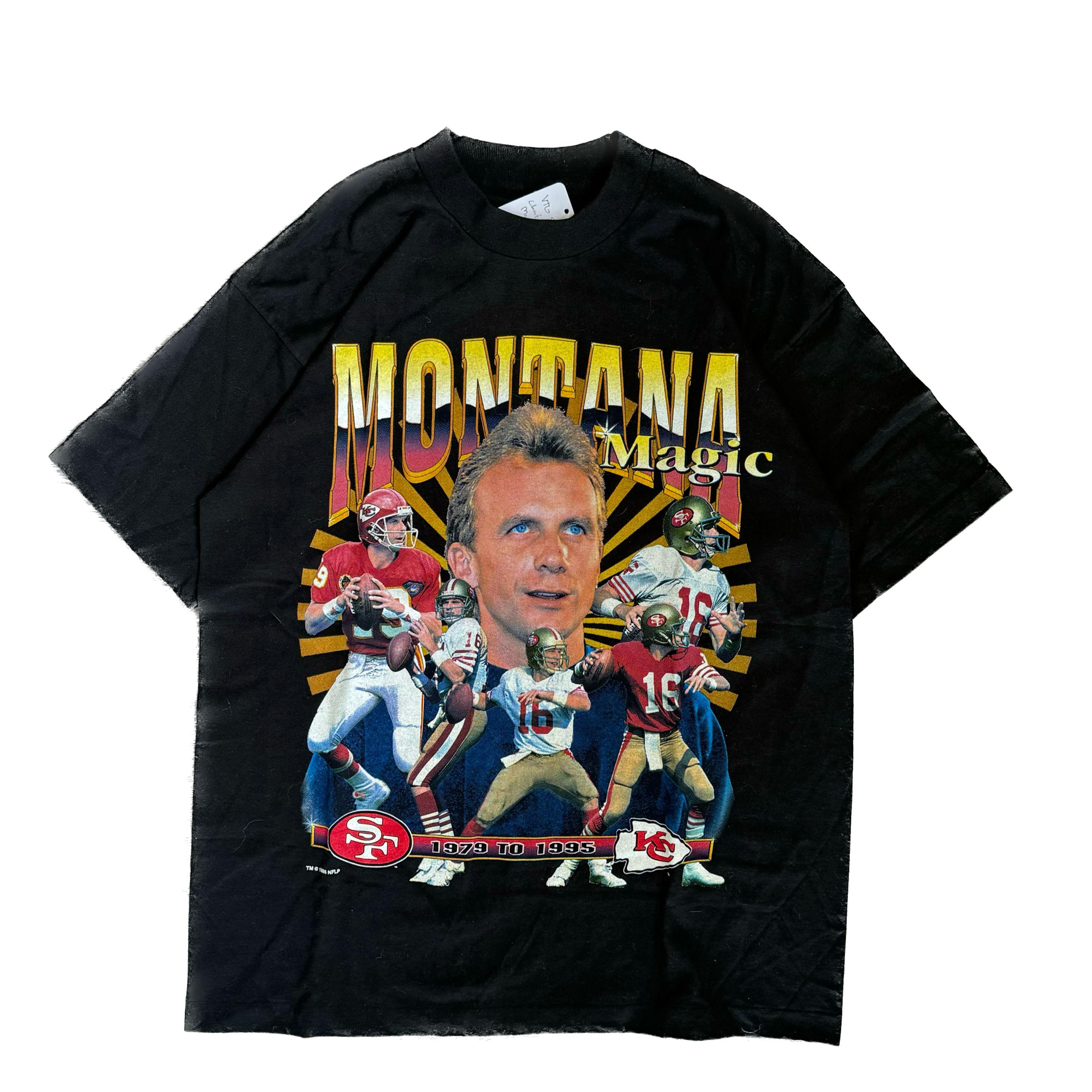 WESTSIDE STOREY VINTAGE | VINTAGE 90'S CHIEFS MONTANA MAGIC RAP STYLE T-SHIRT - BLACLK - Westside Storey