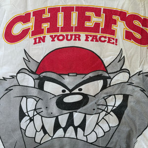 WESTSIDE STOREY VINTAGE | VINTAGE 90'S TAZ IN YOUR FACE KC CHIEFS T-SHIRT - WHITE - Westside Storey