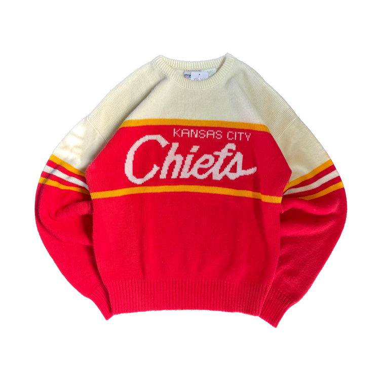 WESTSIDE STOREY VINTAGE | VINTAGE 90'S CLIFF ENGLE KC CHIEFS KNIT SWEATER - RED Westside Storey