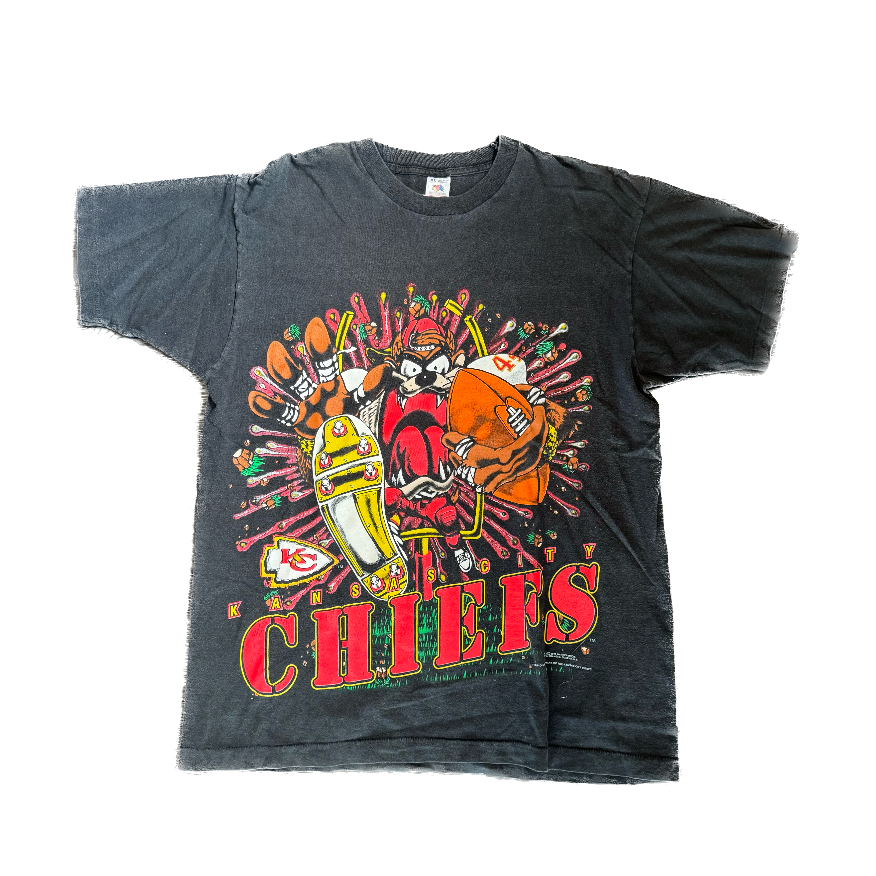 WESTSIDE STOREY VINTAGE | VINTAGE 90'S KC CHIEFS TAZ T-SHIRT - BLACK Westside Storey