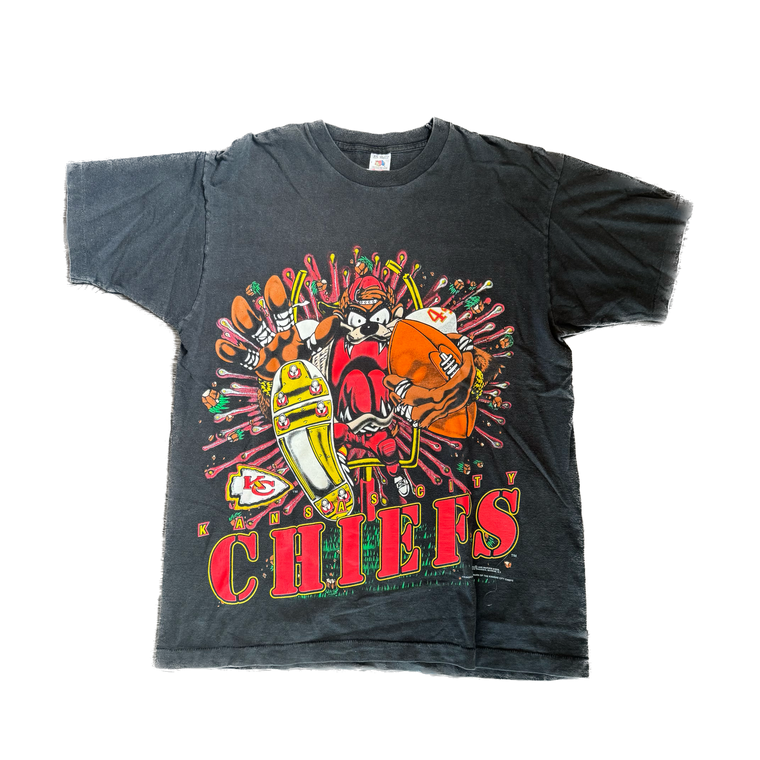 WESTSIDE STOREY VINTAGE | VINTAGE 90'S KC CHIEFS TAZ T-SHIRT - BLACK Westside Storey